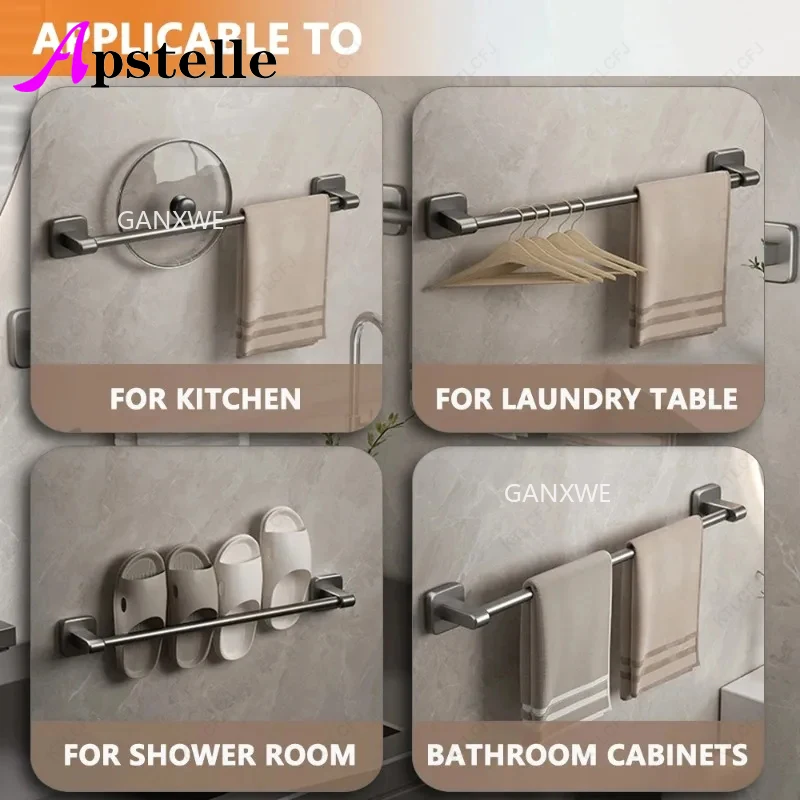 APSTELLEBathroom AccessoriesTowel HangeSelf-adhesiveHomeBathroomTowelRack HolderWithout DrillingWall MountedTowel Shelf Kitchen