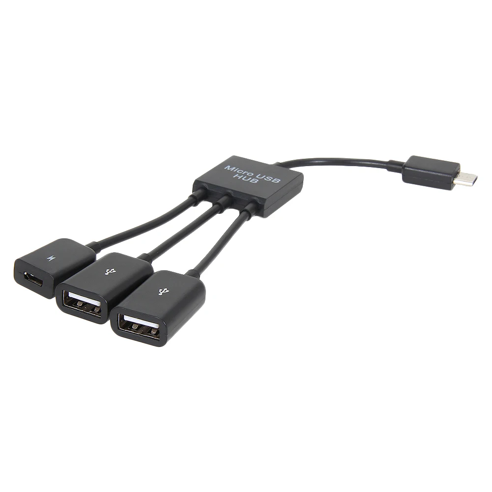 For Samsung 3in1 Male to Female Dual Micro USB 2.0 Host OTG Hub Adapter Cab