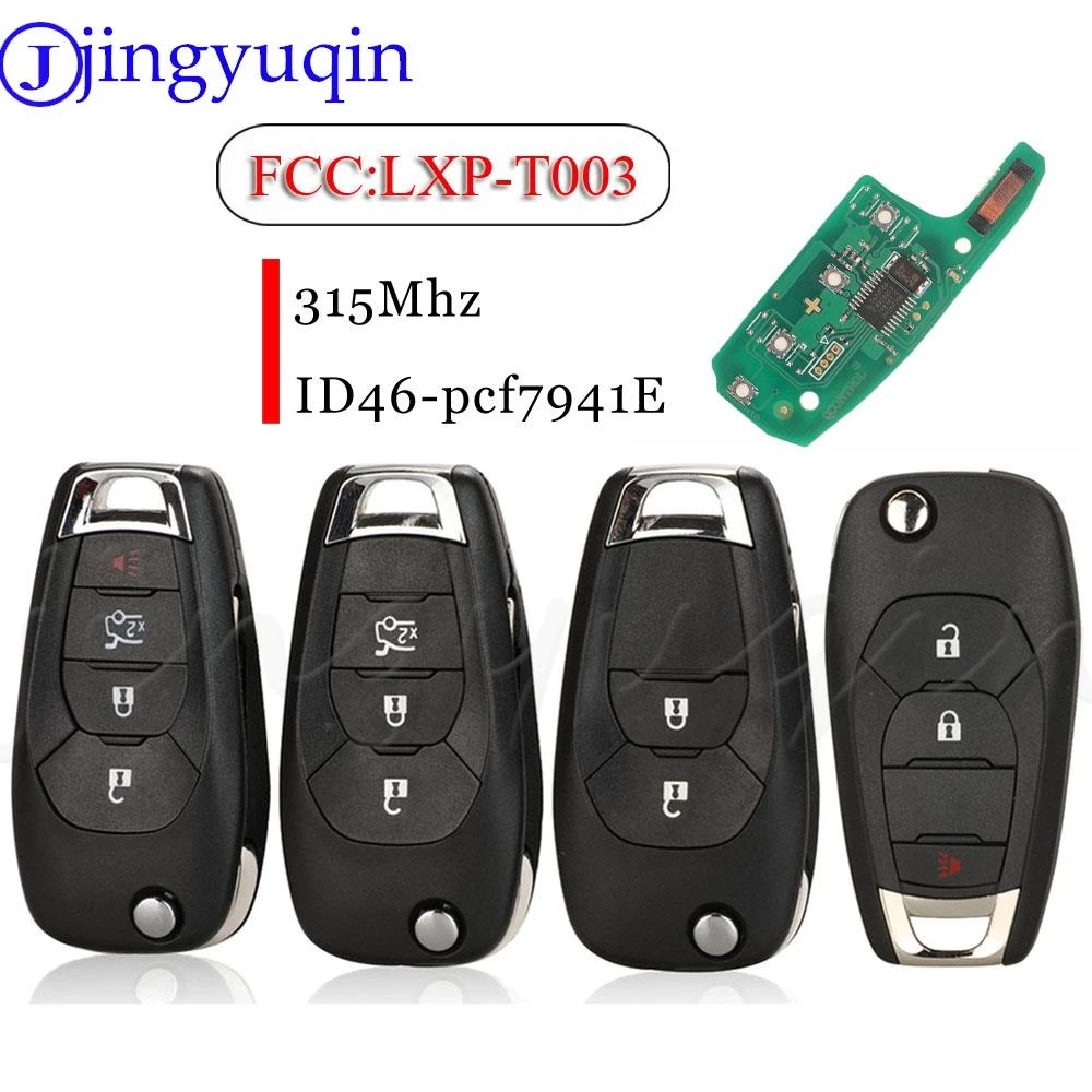 

jingyuqin LXP-T003 315MHz ID46 PCF7941E Car Remote Flip Key For Chevrolet Cruze Sonic Trax Spark Avo Trailblazer 2/3/4Button