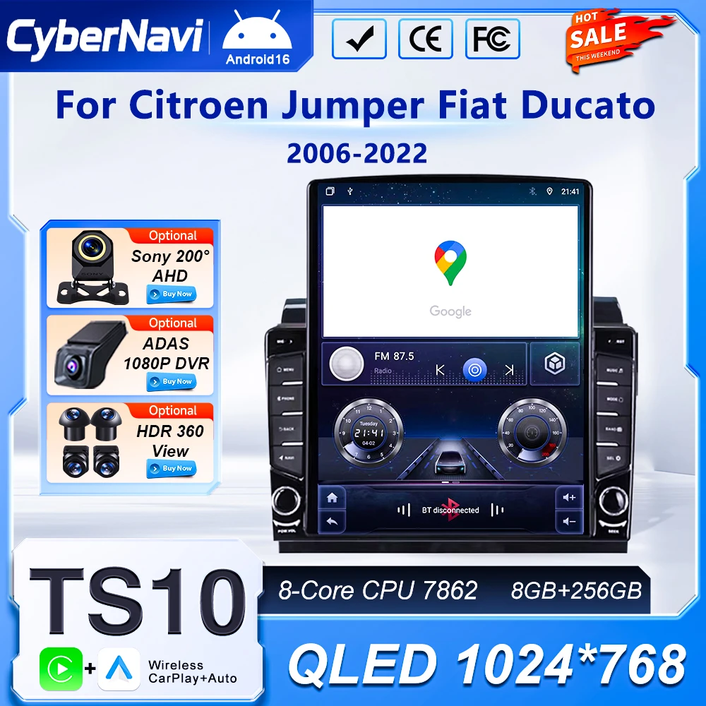 Android Car Radio Carplay Stereo For Citroen Jumper Relay Peugeot Boxer Fiat Ducato 2006-2022 Multimedia Video Player Bluetooth