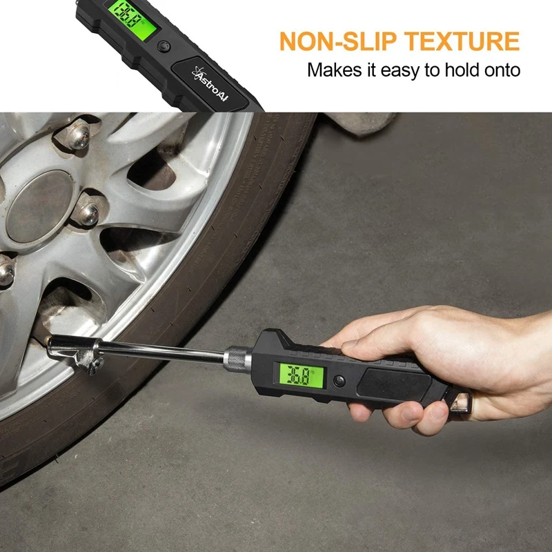 Illuminated Heavy-Duty Truck Tire Pressure Gauge With LCD Luminous Display Dual-Head Digital Tire Pressure Gauge