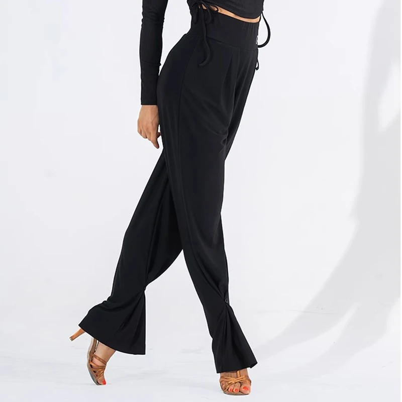 Pantalon de danse latine taille haute, serré à la cheville, Design, pantalon de valse pour femmes, vêtements de danse de salle de bal, tenues de Costume
