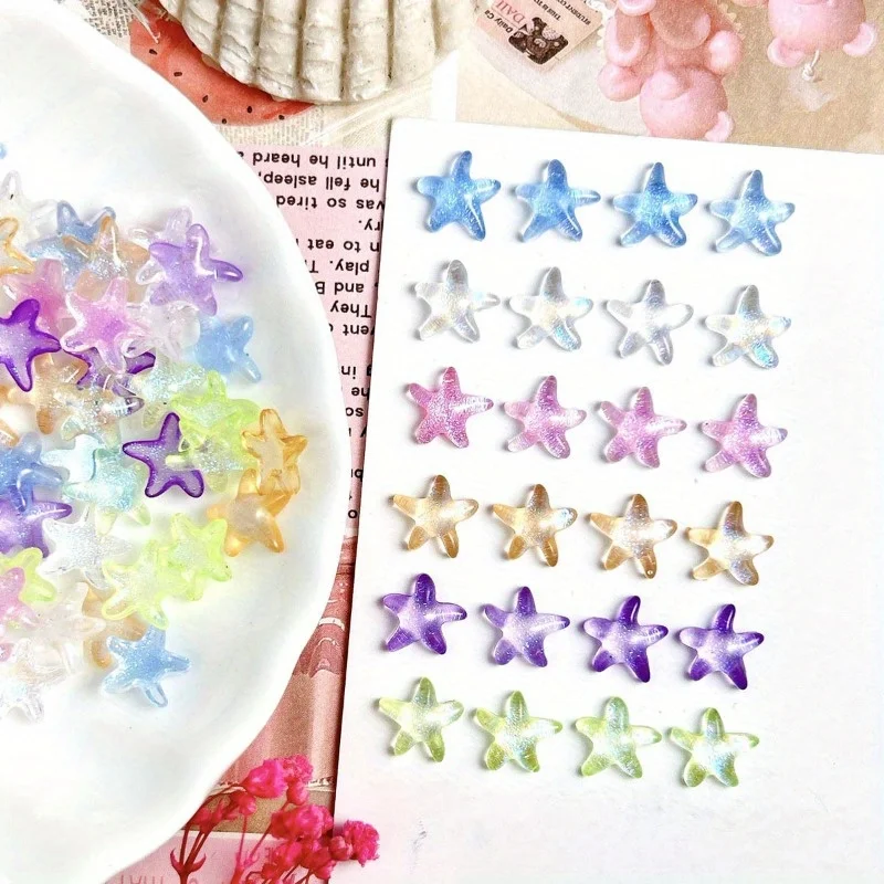 

50 шт., светящаяся смола, лед через морскую звезда, дизайн ногтей, маленький свежий мультяшный тонкий блестящий чехол для телефона со звездой, украшение «сделай сам»