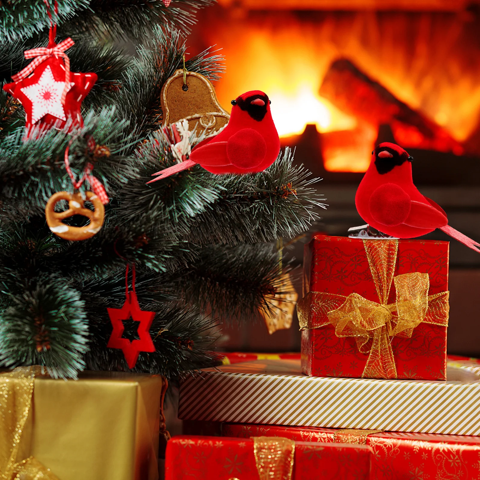 

10Pcs Christmas Cardinal Birds Red Clip Decorations for Tree Wreath Garland Xmas Bird Ornaments Christmas Birds