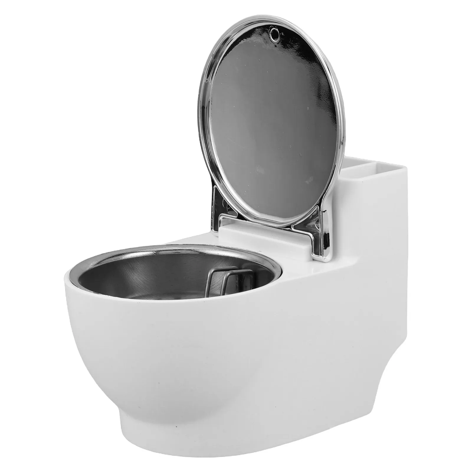 

Stainless Steel Cat Water Dispenser With Lid Split Design Toilet Shaped Creative Bowl Simulation Closestool Feeder Spill Proof