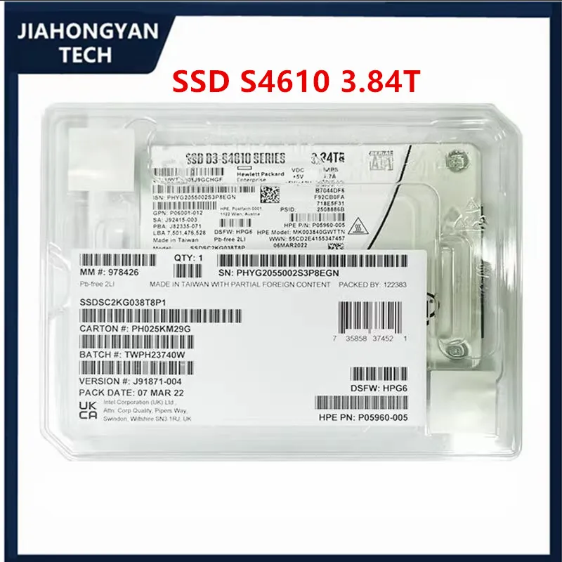 Original new For Intel S4610 3.84T 960G 480G 2.5 SATA 3.0 Enterprise solid State drive SSD