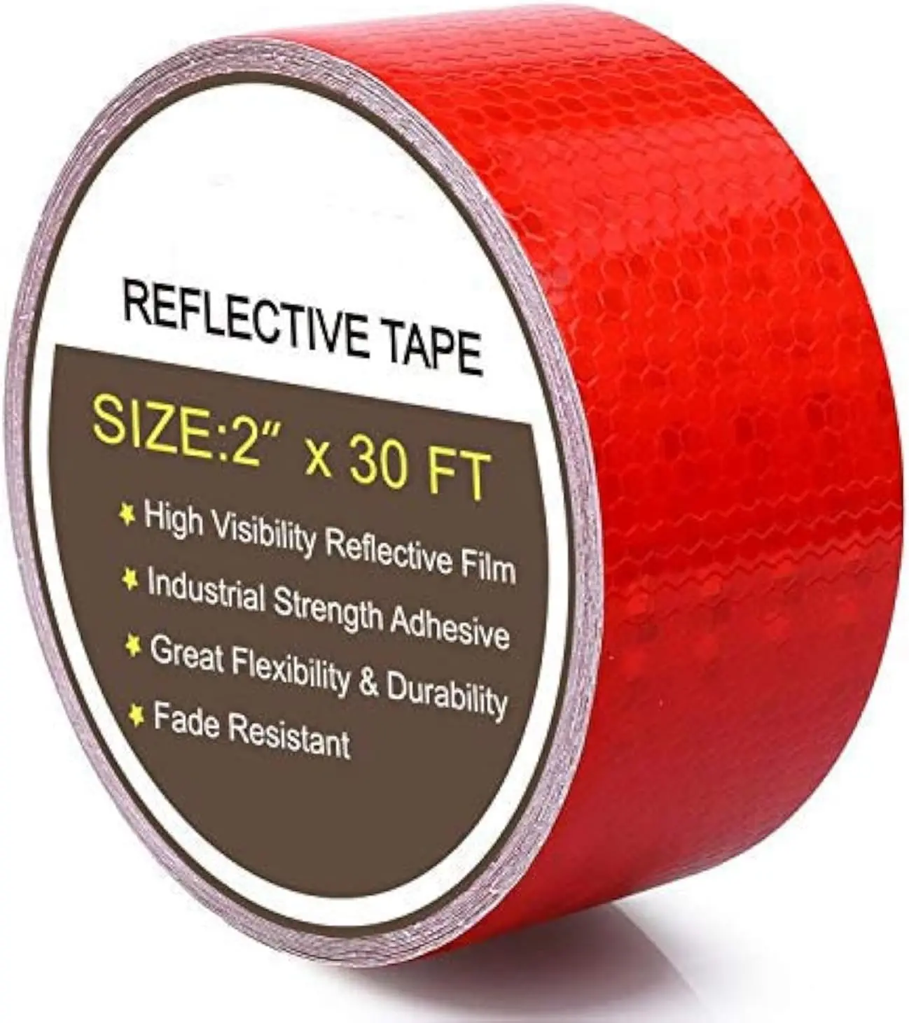 

2" x 30 Feet Red Reflective Safety Tape, Adhesive Hazard Caution for Trailers and Cars