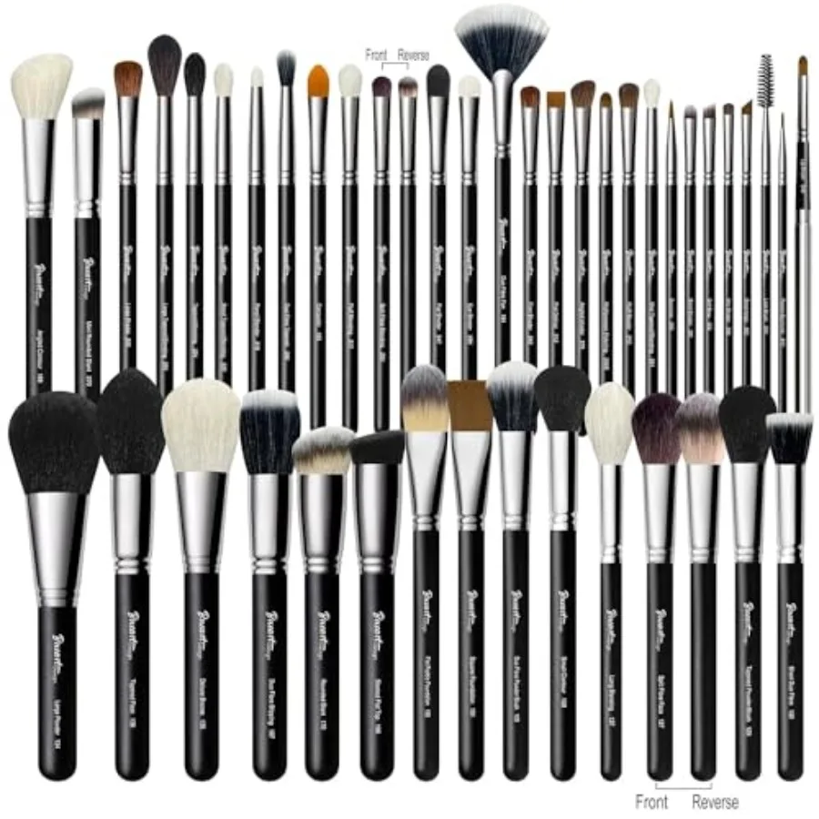 

Makeup Artist MUST HAVES 42Pcs Makeup Brushes Set with Real Natural Goat Hair By 42Pcs Matte Pearl Black