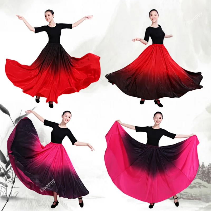 Dance Costume Spanish Gradient Elegant Flamenco Skirt Dress for Women Gypsy Plus Size Ballroom Bullfight Performance Clothing