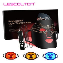 Lescolton-mascarilla de terapia de luz Led roja, máscara de fotones avanzada, Flexible, de silicona suave, 4 colores, antienvejecimiento