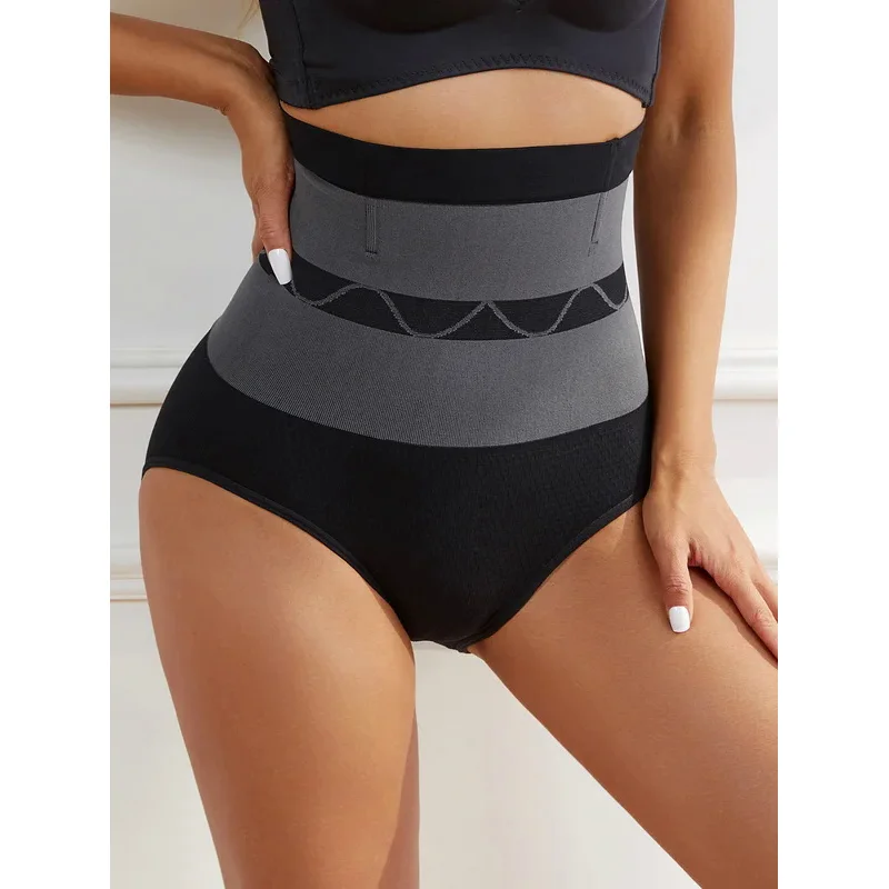 mulheres-listrado-guarnicao-calcinha-de-cintura-alta-corpo-shaper-barriga-plana-moldar-briefs-controle-de-barriga-shapewear