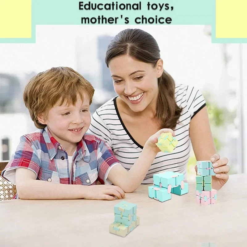 2PCS Versatile Infinite Flipping Cube Geometric Cube 3D Deformation Decompression Children's Toy Gift Party Gift