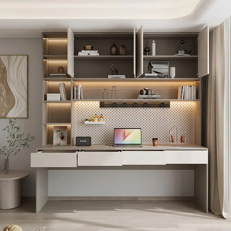 Study solid wood custom desk modern simple student home bookshelf against the wall bedroom writing desk computer table