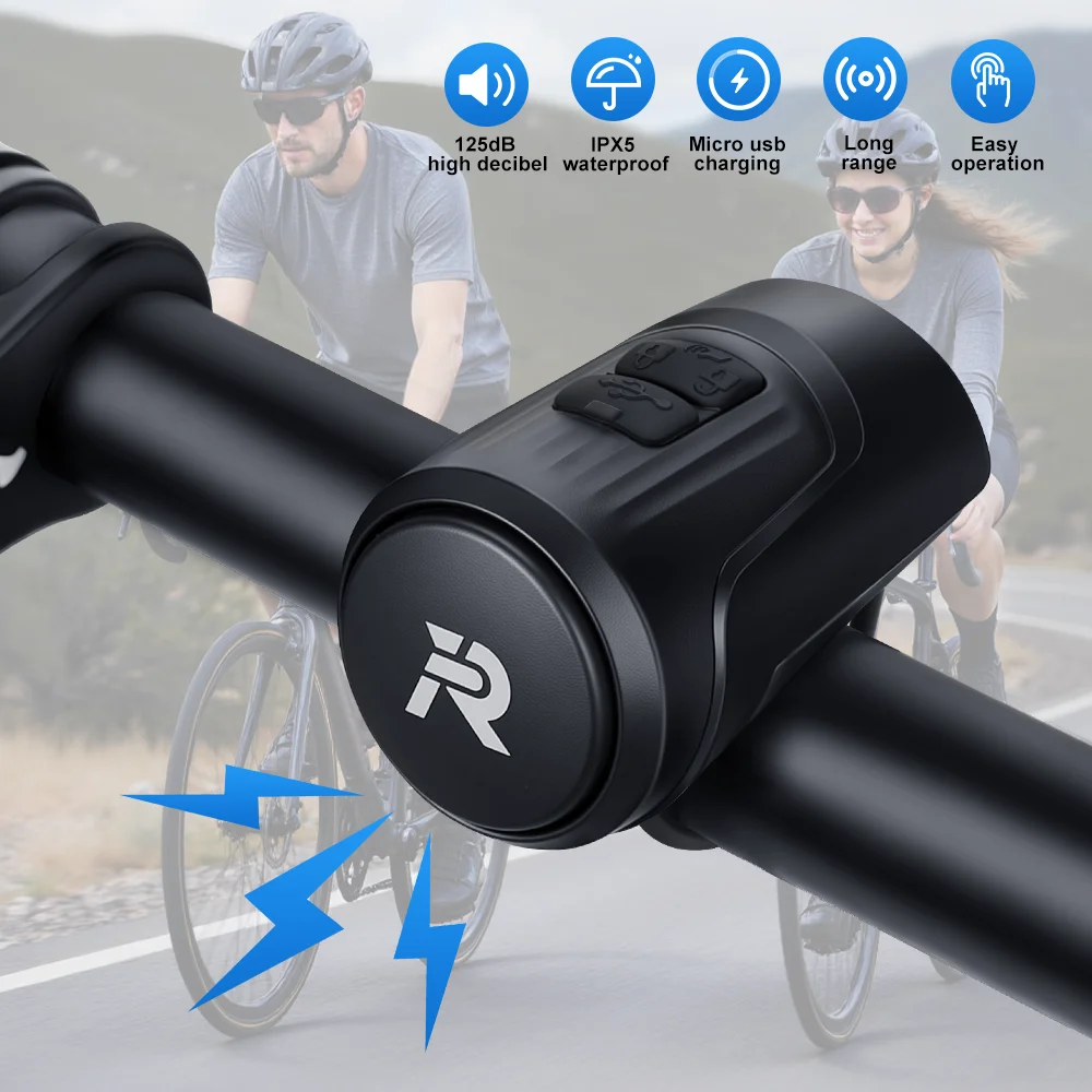 AliExpress NONE Bicycle Bell Waterproof Horn Bell 125dB Waterproof Bike Horn USB Rechargeable MTB Road Cycling Bicycle Alarm Horn
