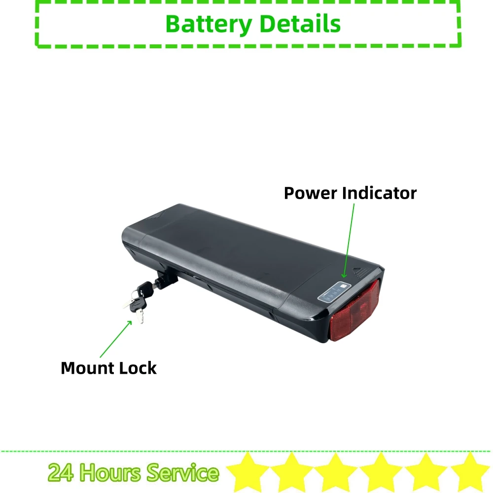 Rear Ebike Battery 36V 8Ah 8.8Ah 10Ah 10.4Ah 14Ah 24V 10Ah Rear Rack Carrier Mount for Zündapp Z802 Zundapp Z802 E-bike Battery