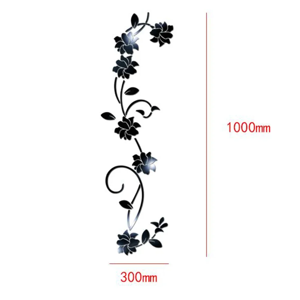 3D Rattan Flower Stickers For Wall Door Living Room Bedroom Decal DIY Mirror Effect Flower Vine Acrylic Wardrobe Mural Decal