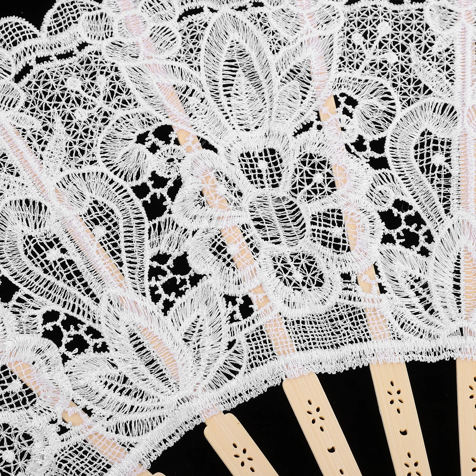 

1 Set Wedding Photography Prop Lace Umbrella Fan Vintage Bridal Parasol White Lightweight Foldable Decorative Fan Craft For