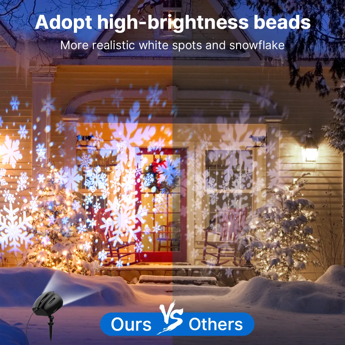 Double-head Christmas Snowfall HD Projector Lights, IP65 Outdoor Upgraded 2-in-1 Rotating Light With Remote Timer for Gift &Room