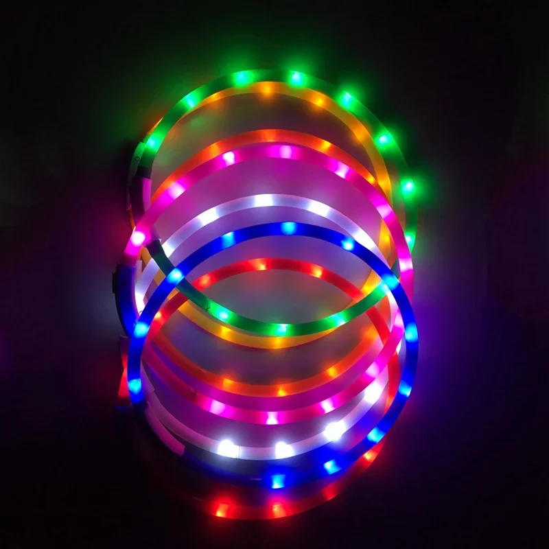 LED Glowing Dog Collar USB Charging Pet Dog Collar Night Luminous Dog Collars Rechargeable Night Safety Flashing Necklace Pets