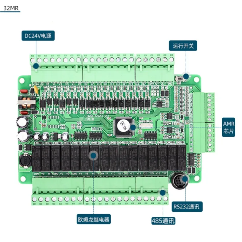 

PLC industrial control board compatible with FX2N14MT20MR24MT32MRFX1N20MT24MR relay