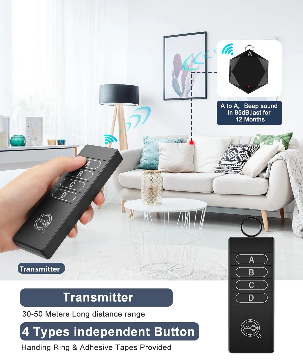 Elecpow Chống Mất Theo Dõi Thiết Bị Tìm Chìa Khóa Thông Minh Định Vị Di Động Thông Minh Không Dây Thú Cưng Ví Theo Dõi Với 164ft Điều Khiển Từ Xa 4 Máy Thu