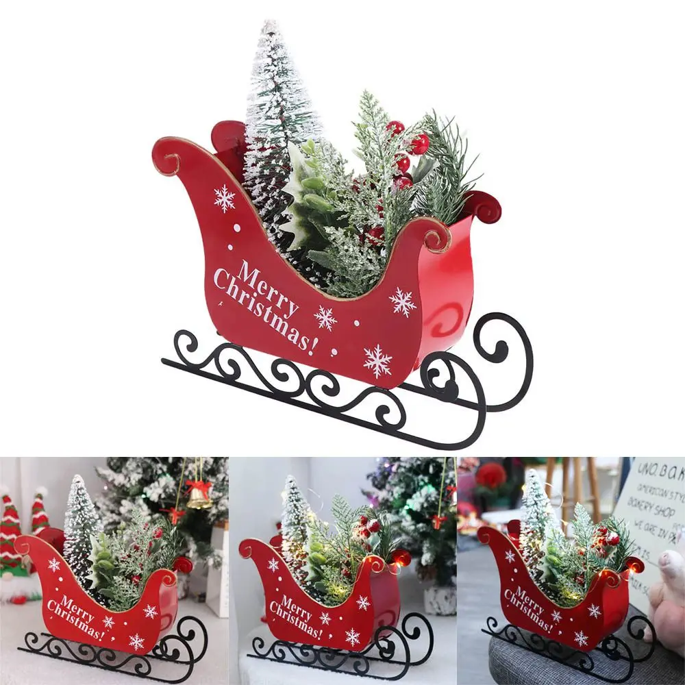 الحديد المطاوع مزلقة سيارة زخرفة دائم قابلة لإعادة الاستخدام عيد الميلاد مزلقة زخرفة فريدة من نوعها سانتا كلوز زلاجات تمثال غرفة المعيشة