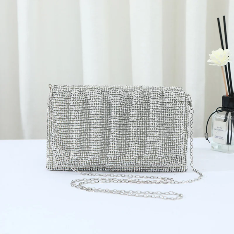 

Sparkling Rhinestone Women's Evening Bag Luxury Clutch Bag Crystal Diamonds Square Dinner Shoulder Bag Wedding Banquet Handbag