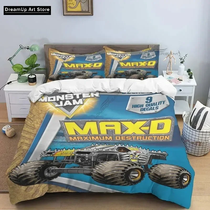 

3D Super Monster Truck Monster Jam Bedding Set Cute Quilt Cover Bed Cover With Pillowcase Twin Single Queen King Size Boys Adult