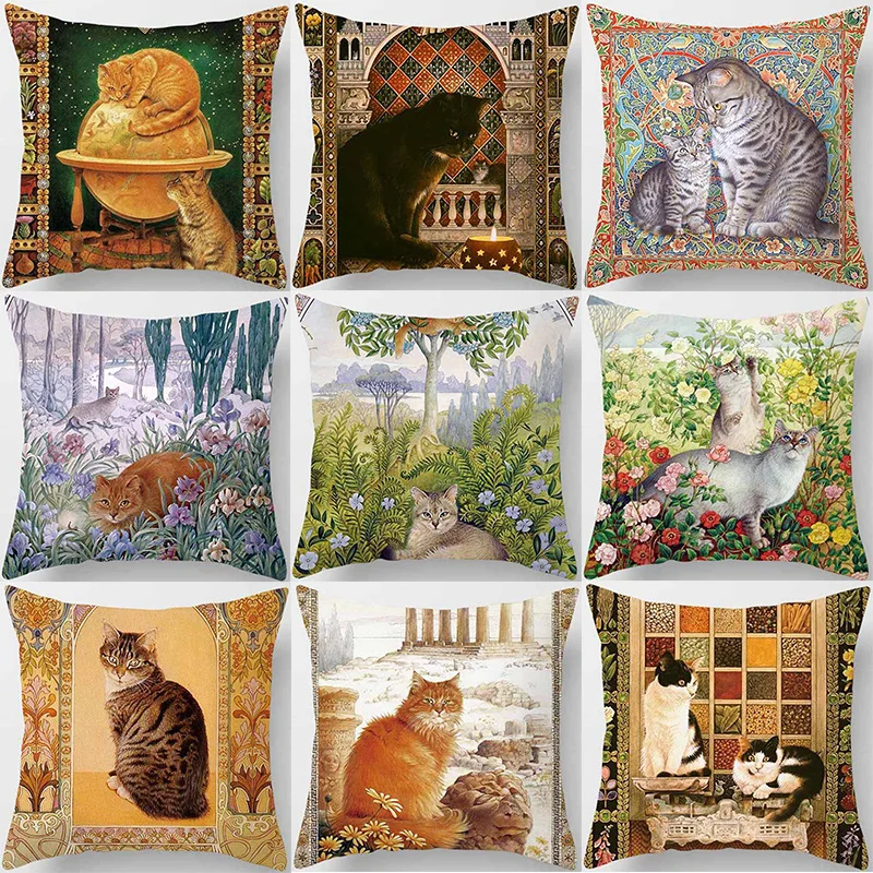 Hot Sale Cute Cats Life Photo  Pillow Covers Short Plush High Quality Thick Two Sides Printed Pattern Pillow Cases