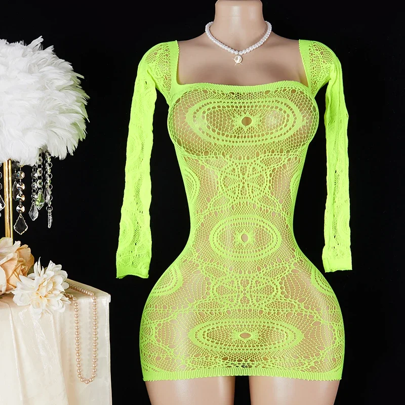 جديد تيدي بيبي دول شفافة ساحة الرقبة ارتداءها مثير النساء الملابس الداخلية الجوف خارج شبكة Bodycon فستان الملابس الداخلية المثيرة #1