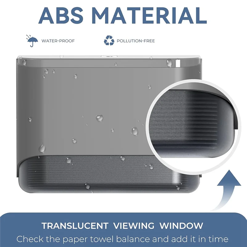 ABJY-موزع المناشف الورقية على الحائط، موزع المناشف الورقية متعدد الطي للحمام باللون الرمادي