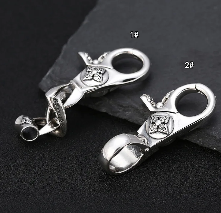 S925 Sterling Silver Jewelry Vintage Thai Silver Six Character Truth Diamond pestle Key Chain Car Key Chain Men's Waistpack Buck