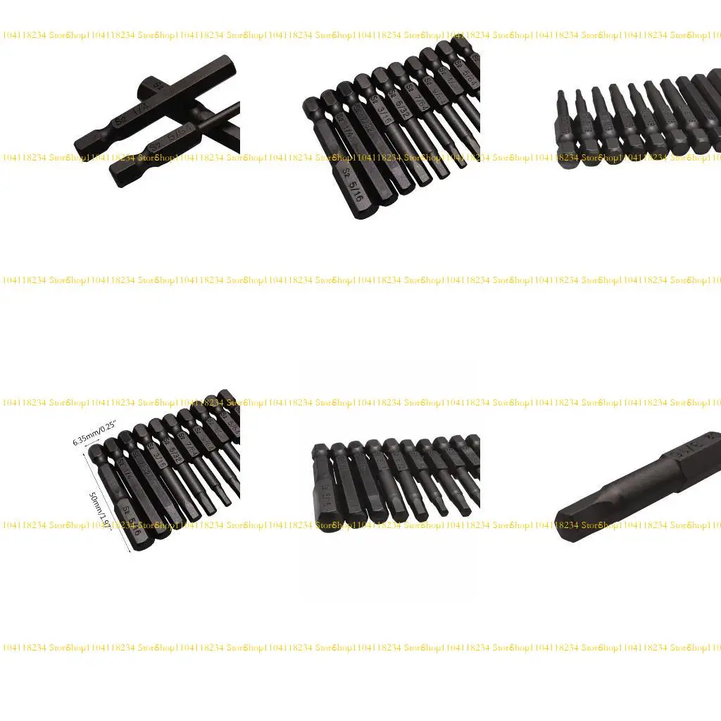 

P9FB 10PCS Черная магнитная шестигранная отвертка биты S2 Стальная 1/4 дюйма шестнадцатеричного винта