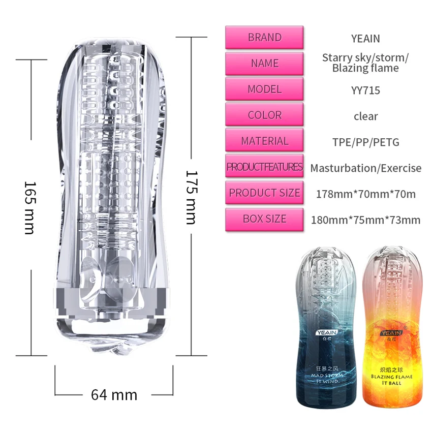 Masturbator Cup Real Touch Male Masturbator Transparent Vagina Private Parts Design Penis Pump Endurance Exerciser Sex Toys Man view 4