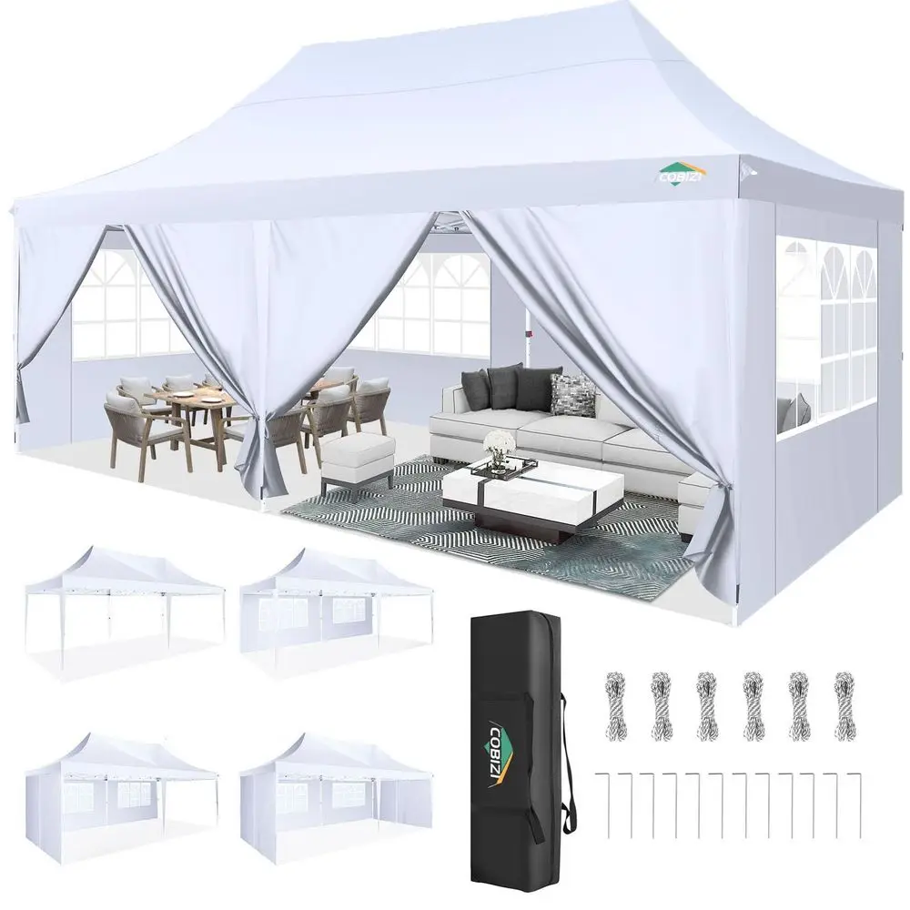 10x20 Pop Up Canopy with 6 Sidewall, Commercial Canopy UPF 50 Waterproof Outdoor Gazebo with Carry Bag, Tents for Parties with view 2