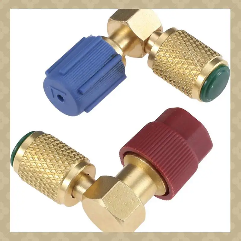 AB45 2X R12 To R134 A High/Low AC Fitting Port Retrofit Conversion Adapter, Quick Coupler Valve A/C 90 Degree Fitting
