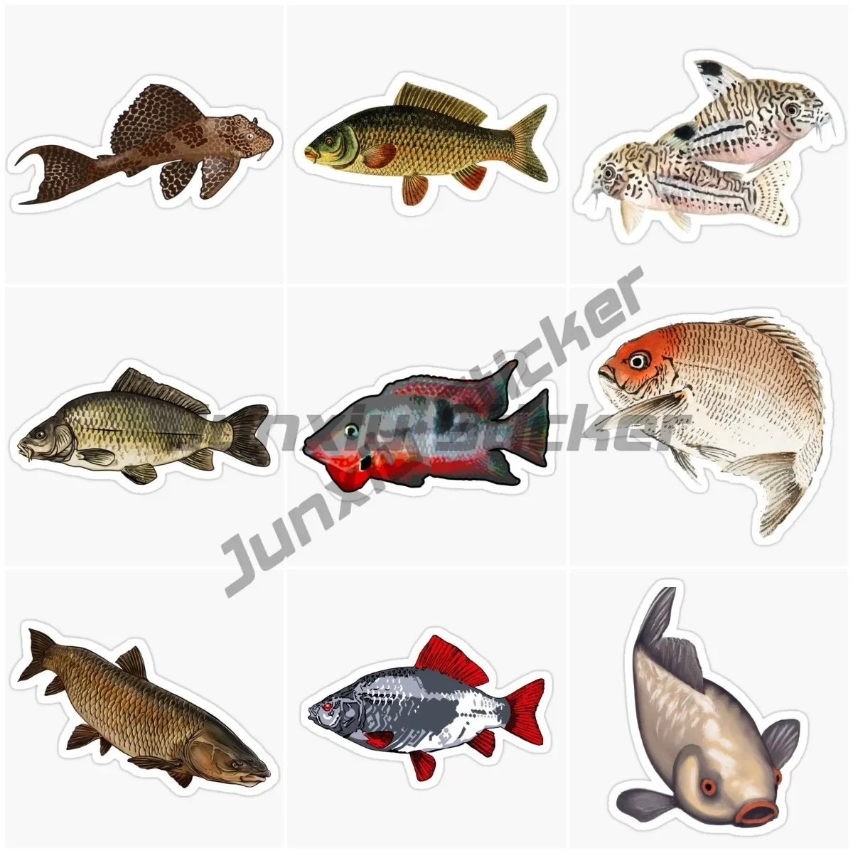 

Fish Fishing Stickers Carp Fish DIY Toy Gift Decorative Decal for Phone Laptop Bottles Luggage Waterproof