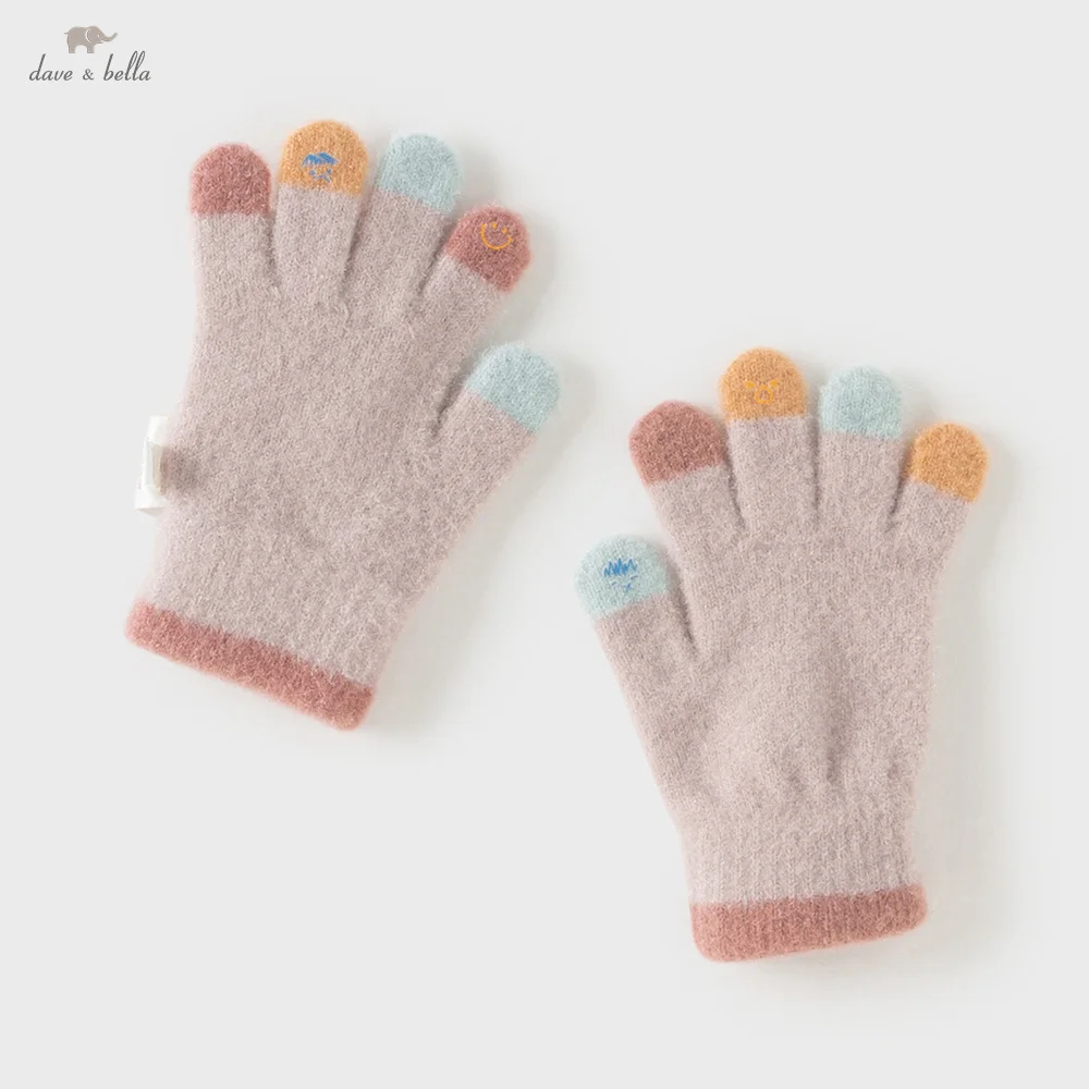 Dave Bella Girls Finger Gloves Winter Autumn Baby Kids Plush Thickened Gloves Toddler Warmth Outerwear Children Gloves DB4254631