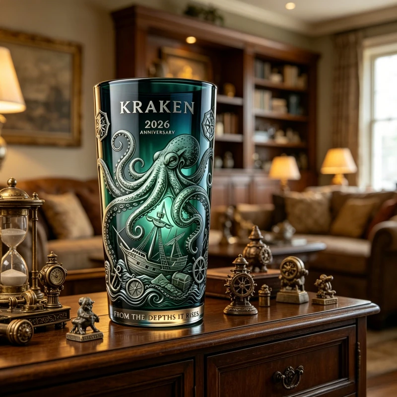 Kraken Sea Monster Drinking Glass 2026 Limited Edition Pirate Ship Print Collectible