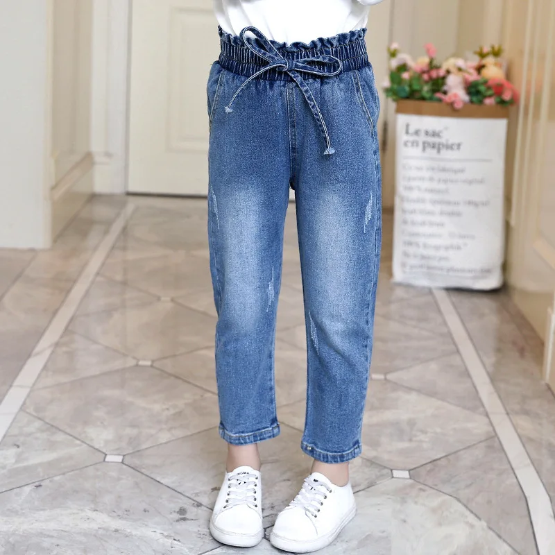 المراهقين السراويل الطويلة 4 5 6 7 8 9 10 11 12 سنة 2025 الخريف الربيع الاطفال طفل الفتيات الملابس الجينز بوتيك الخريف الدنيم بانت