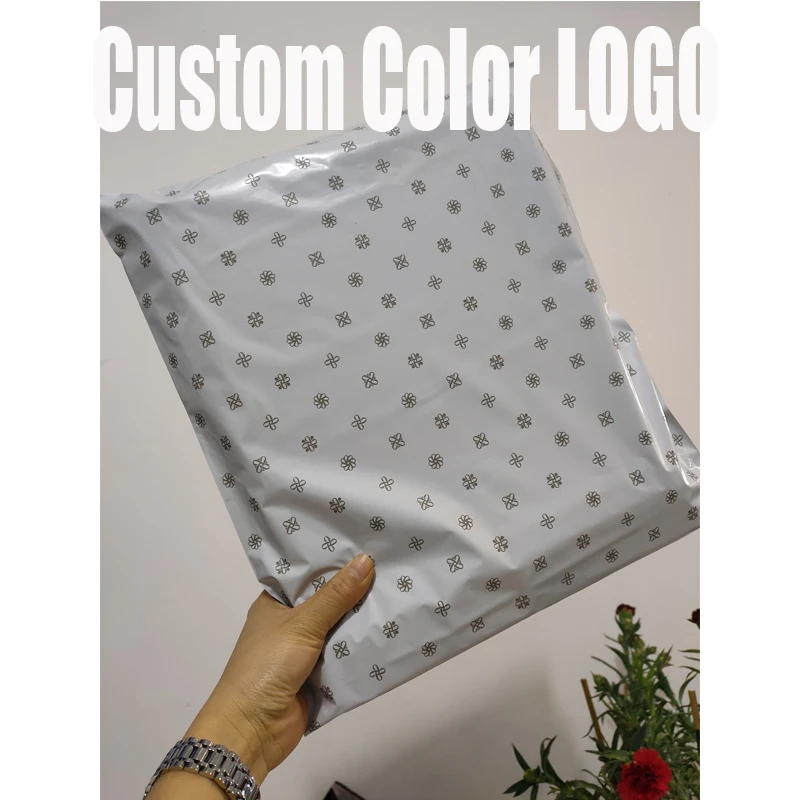 100 200 pcs Custom Color logo poly mailer printed plastic courier bags Full Print Shipping mailing bags