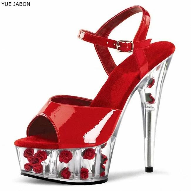 

Женские сандалии на толстой подошве с цветочным принтом, супервысокие каблуки 15 см, обувь для танцев на пилоне, платформа, для ночных клубов, стриптиза, летние туфли на шпильке.