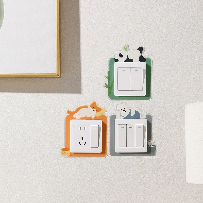Cute Night Light Switch Wall Sticker, Switch Protection Set, Decoração para casa