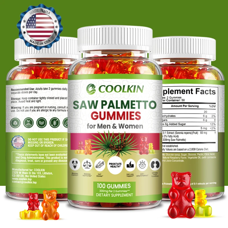 

Saw Palmetto Gummies - Prostate Supplement Dht Blocker Hair Growth for Mens Help Normal Urination Frequency