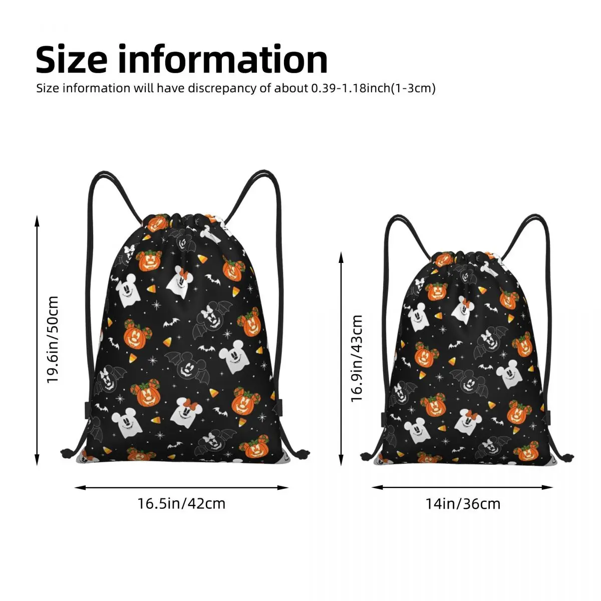 Mickey Mouse Halloween Pumpkin Drawstring Backpack Gym Sports Sackpack String Bags for Exercise