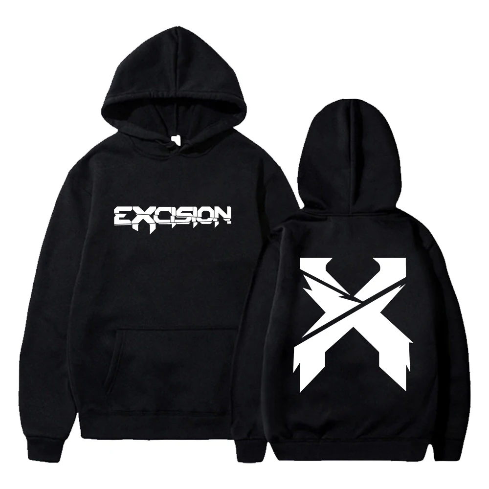 Excision Merch sarung Hoodie 2024 Nexus Tour uniseks lengan panjang Streetwear Wanita Pria bertudung Sweatshirt busana