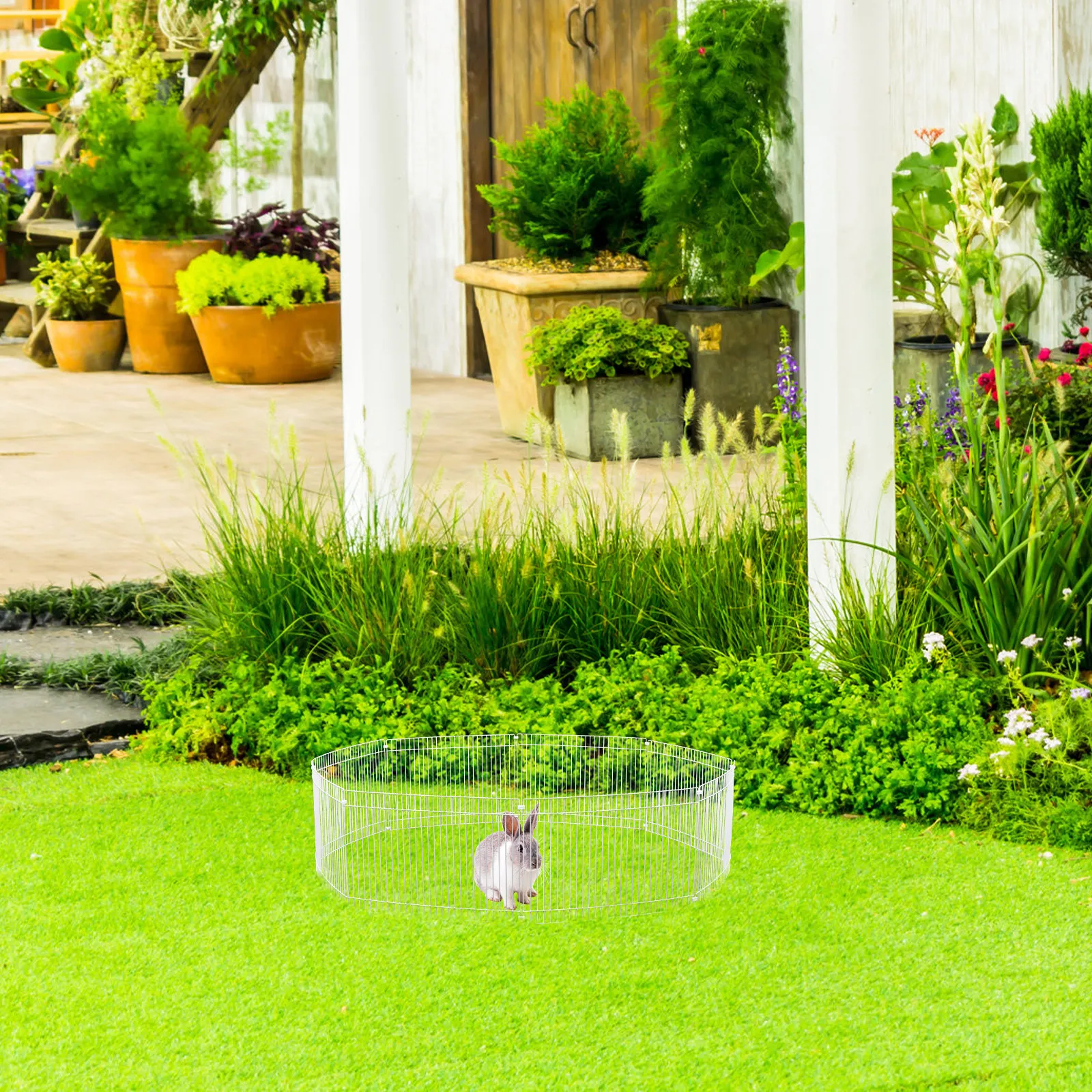 

1Set Small Pet Playpen Metal Fence Sturdy Portable Safety Enclosure Pet Isolation Gate Suitable for Hamsters Dogs Indoor Outdoor