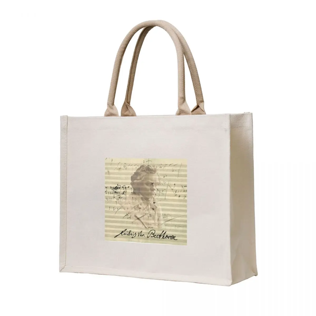 

Ludwig van Beethoven with a score in Beethoven's hand Tote Bag shopping bags foldable tote bag men's reusable shopping bags