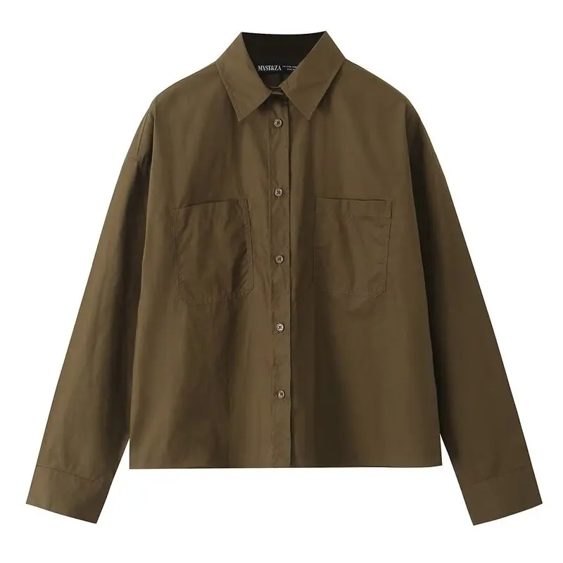 

Women's Faionable Long Sve Cotton antung Collared ort irt Versatile Loose Fit Autumn Winter New Arrival 4786283