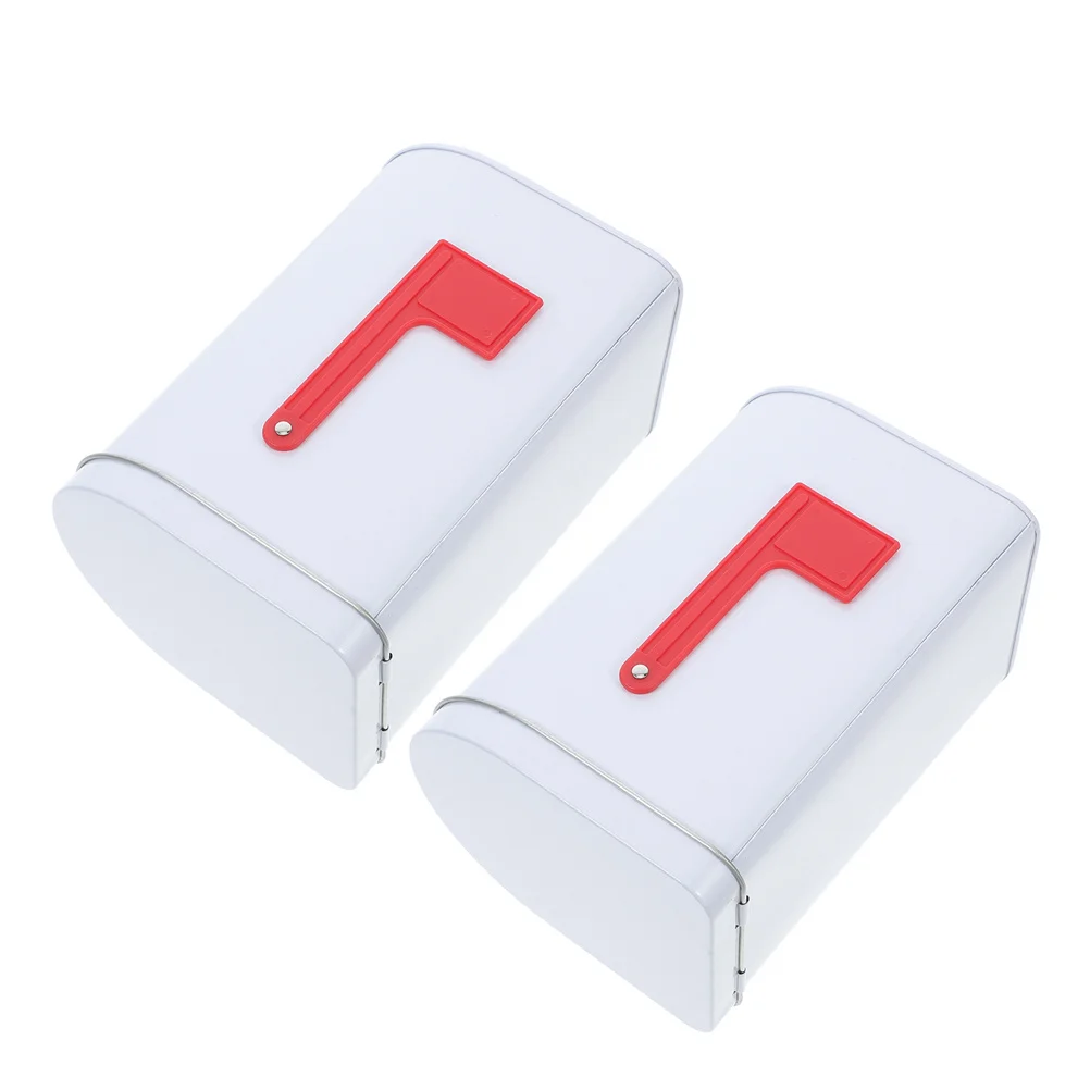 

2 Pcs Mailbox Gift Letter for Playhouse Household Storage Case Metal Mailboxes outside DIY Valentines Craft Small Decorative